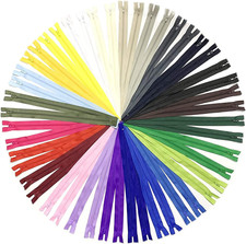 22" Nylon Coil Zippers 24 Pack Multicolor Sewing Craft Zipper Set 55cm