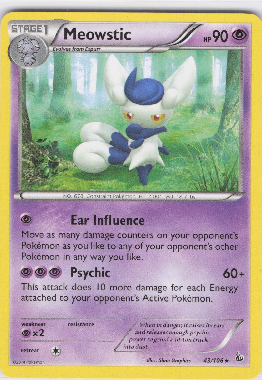 2014 Meowstic Rare XY - Flashfire 43/106 NM Normal LP-NM