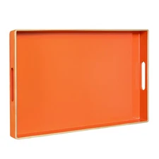 15.8x10.2" Orange Serving Tray with Handles Modern Decorative Plastic Trays