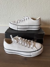 Converse All Star Lift Platform Leather White 561680C Size 7 Women