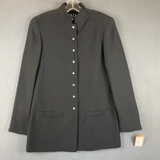 VTG Kenar Studio Black Blazer Sz 8 NWT Black Lined High Collar 8 Button Jacket