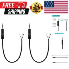 2-Pack 3.5mm 1/8" to Speaker Wire TRRS Stereo Male Plug to Bare Wire Pigtail ...