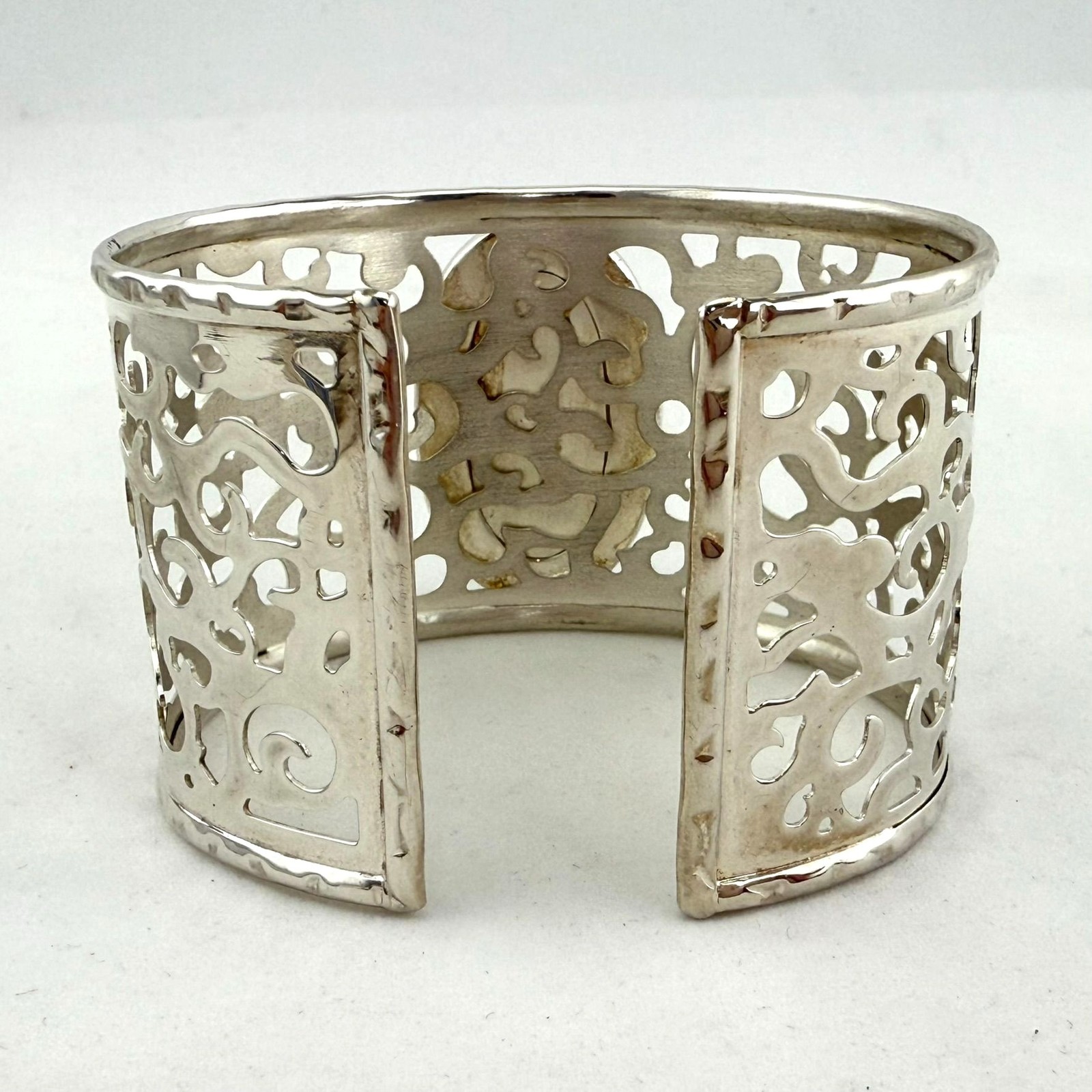 FLASHY Sterling Silver Scroll Work Cuff Bracelet … - image 7