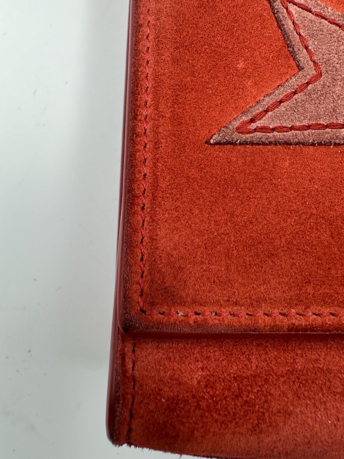 Borsa Saint Laurent Kate media scamosciata stella patchwork colore rosso pelle interno rosso