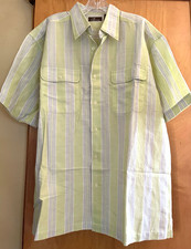 MENS CAFE LUNA COTTON RAMIE STRIPED SHORT SLE...