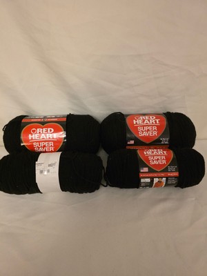 Red Heart Super Saver Black Yarn - 4 packs, not full (some used)