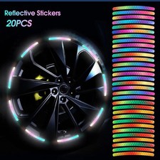 20pcs Colorful Car Wheel Hub Reflectors Stickers Night Reflective Warning Decals