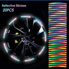 20pcs Colorful Car Wheel Hub Reflectors Stickers Night Reflective Warning Decals