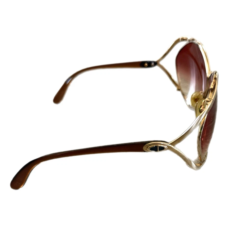 Christian Dior Vintage 2056 Gold Butterfly Sunglasses Brown Gradient 1980s - Image 4 of 4