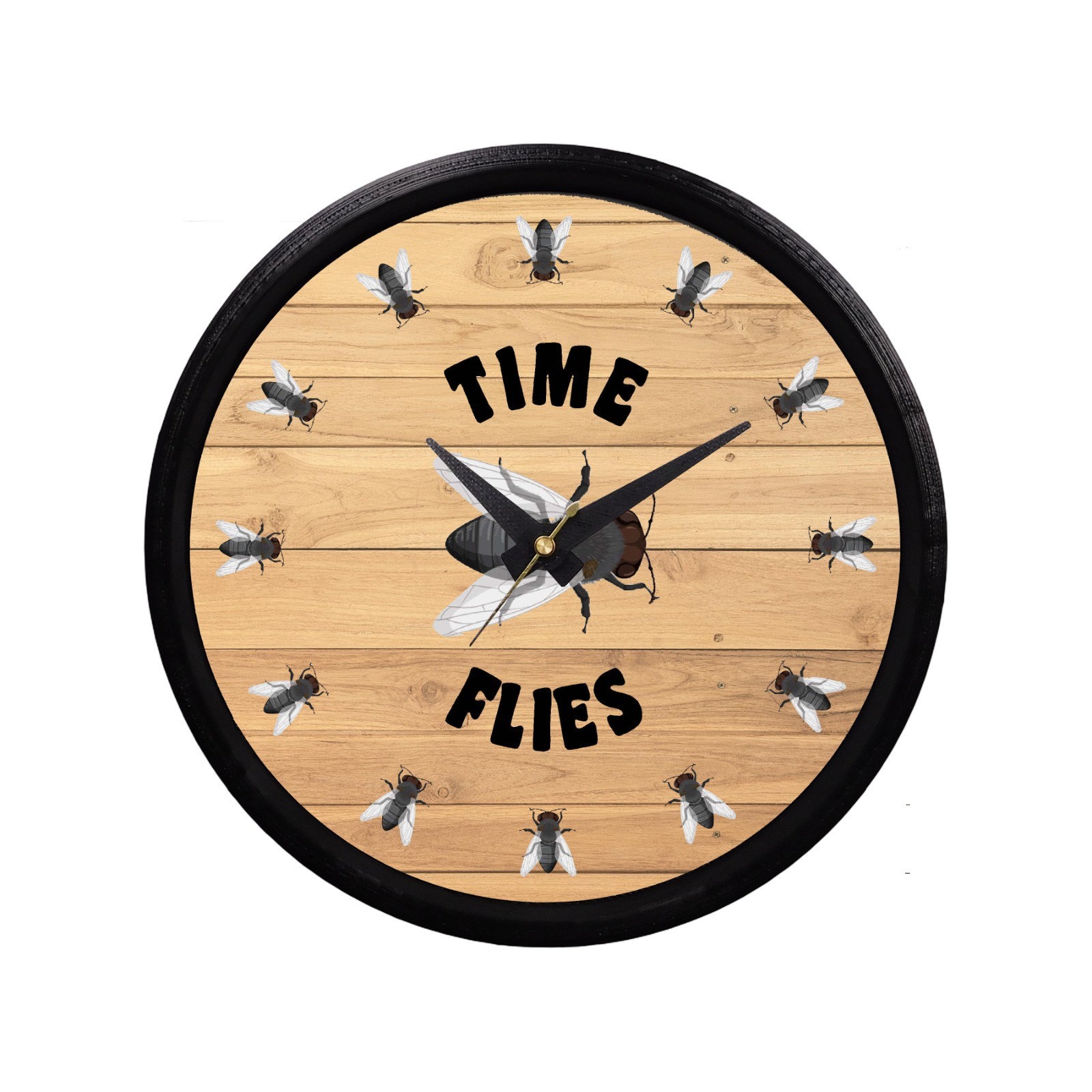 Time Flies Wall Clock Funny Rustic Farmhouse D&eacute;cor Novelty 