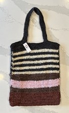 Ann Taylor Raffia Tote Bag NWT Striped Weekend Collection Beach Summer