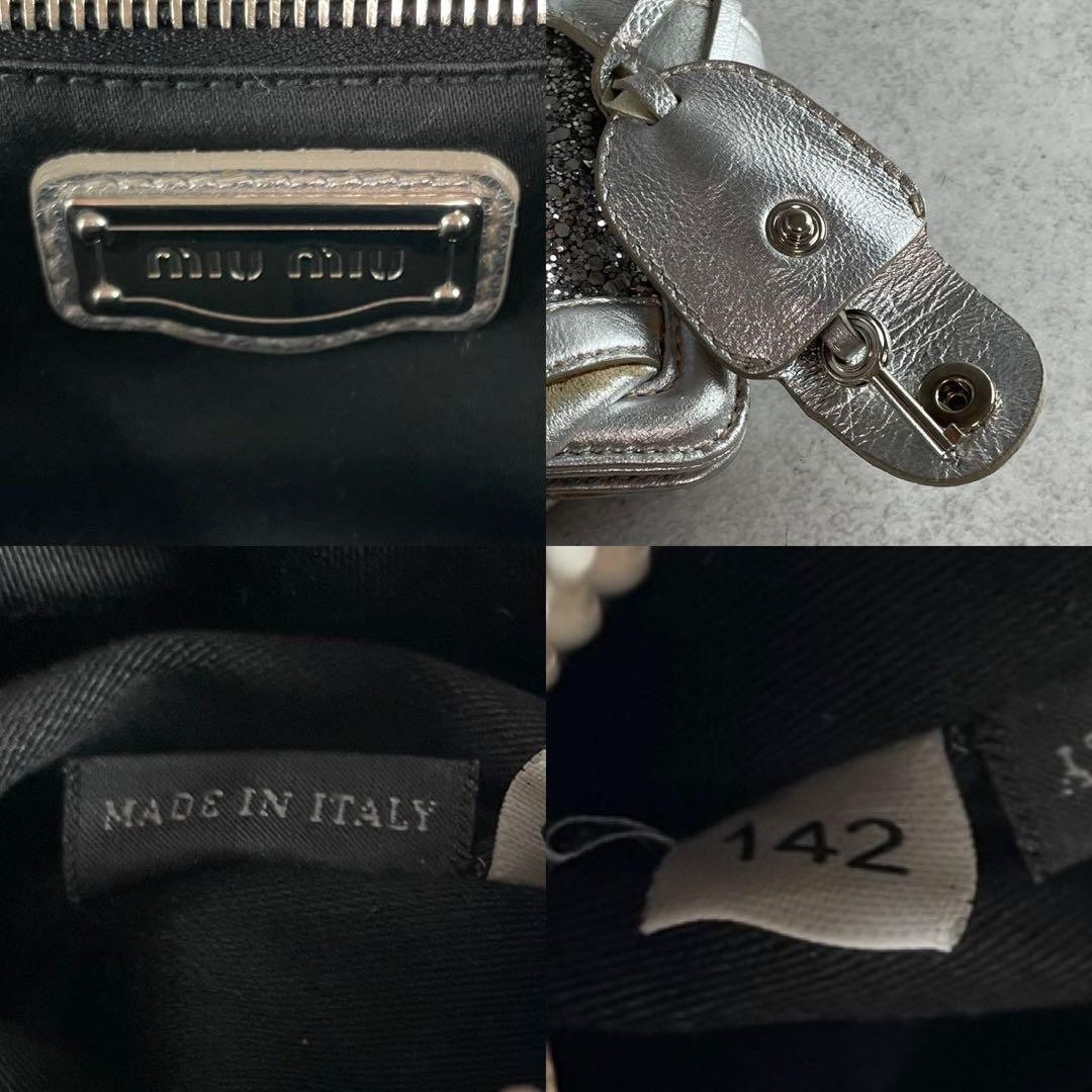 MIU MIU Clutch Bag Sequin Crystal Silver Y2K Glam Evening Party