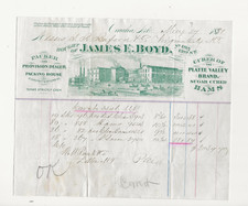 Orig. 1887 Adv.  Billhead - James E. Bond, Packer, Provision Dealer, Omaha, Neb.