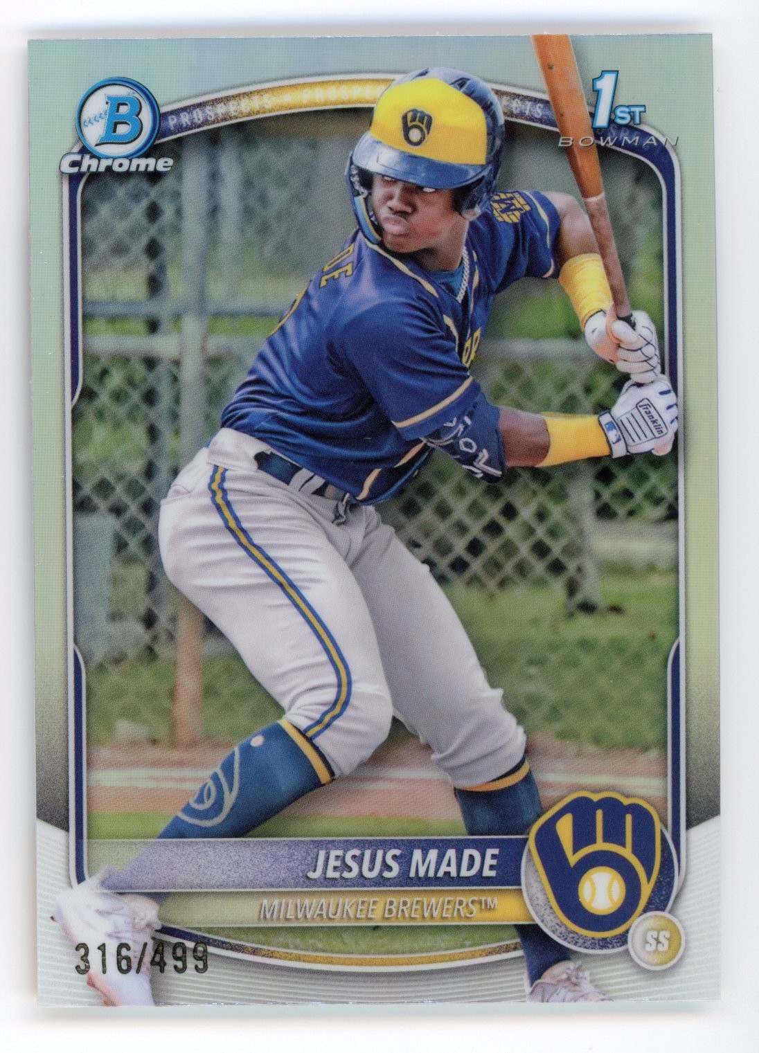 2025 BOWMAN CHROME JESUS MADE REFRACTOR /499 1ST #BCP-50 BREWERS