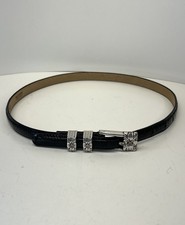 Vintage Brighton Womens Black Leather Belt Size S/29 - Ornate Buckle Western