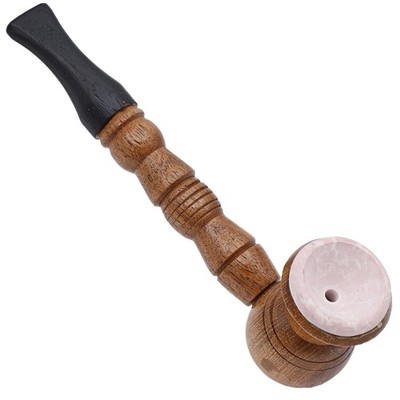 Ebenezer Hand-Carved Artisan Smoking Pipe Sheesham Wood & Natural Stone Bowl