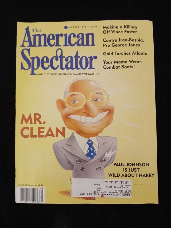 VINTAGE AMERICAN SPECTATOR MONTHLY REVIEW AUGUST 1996 MR. CLEAN PAUL JOHNSON