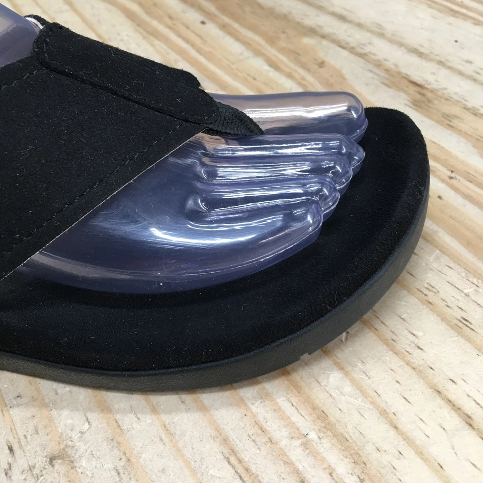 Sandalias Spenco para mujer 7 chanclas negras puntera cómoda informales bajas planas Foto 3 de 4