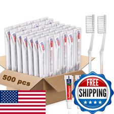 Hqslsund 500 Pcs Disposable Toothbrushes Toothpaste Individually Wrapped Bulk