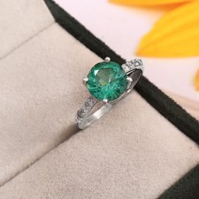 Kunstdiamanten Grown Kolumbianisch Smaragd Rund Schliff Verlobung Ring & Braut
