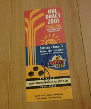 2001 NHL Draft Ticket Autographed by Stephen Weiss (Drafted by Florida Panthers)