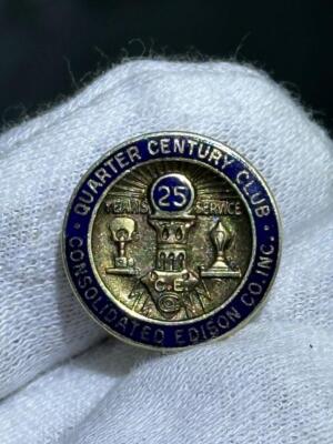 14k Gelbgold Vintage konsolidiert Edison Co. 25 Jahre Charm Brosche Anstecknadel 2,9 gr