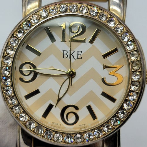 Orologio BKE Donna 43mm Lunetta Strass Cinturino Silicone Beige, Batteria Nuova* - Foto 11 di 18