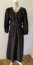 Witchery  Long Lace up front Dress Size 16 Black BNWOT Cotton blend
