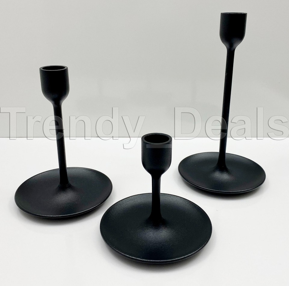 SET of 3 Ikea FULLTALIG Candlestick Candle Holder Metal, Black NEW