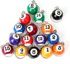 1x Billiards Table Pool Ball Keychain Cool Player Gift - Choose Numbers 1-15