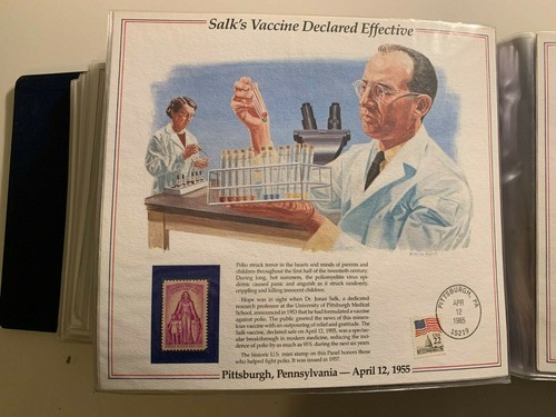 the history of American stamp panel: Salk's Vaccine Declared Effective
