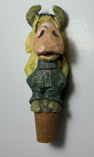 1995 Spit N Whittle Chris Hammack Bottle Stopper Cow HTF Barnyard Collection