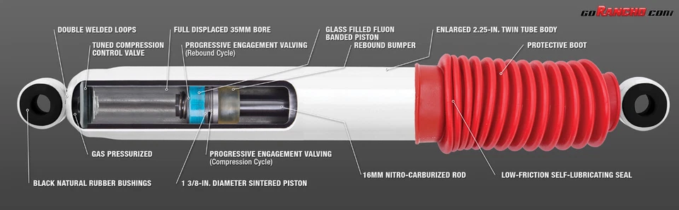 RS5000X Rancho Nitro Shock Set For 2003-09 Hummer H2 SUT 4WD Stock Height - Imagem 2 de 4