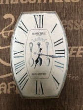 🕰️HOMETIME Metal SHABBY CHIC Kitchen Wall Clock Roman Numerals Rustic EXCELLENT