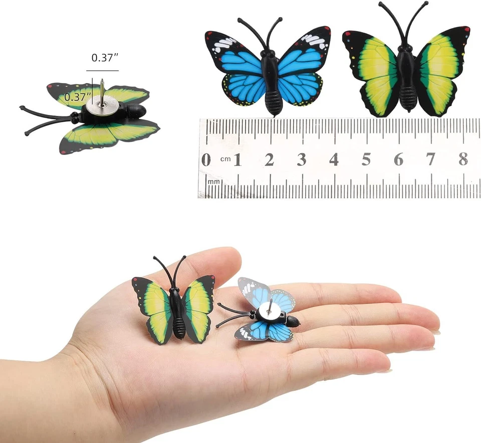 100Pcs Butterfly Thumb Tacks Decorative Push Pins for Photo Wall Cork Board - Image 4 of 4