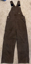 MENS BROWN BERNE JOBSITE MICROFLEECE LINED DUCK MEDIUM SHORT BIBS OVERALLS