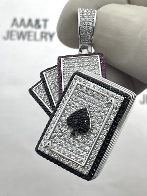 925 Solid Sterling Silver Cubic Zirconia Cards Pendant | eBay