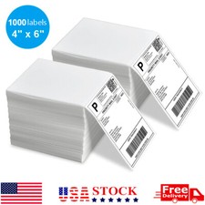 1000 4" x 6" Fanfold Direct Thermal Shipping Labels for Zebra and Rollo Printer