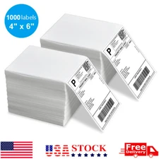 1000 4" x 6" Fanfold Direct Thermal Shipping Labels for Zebra and Rollo Printer