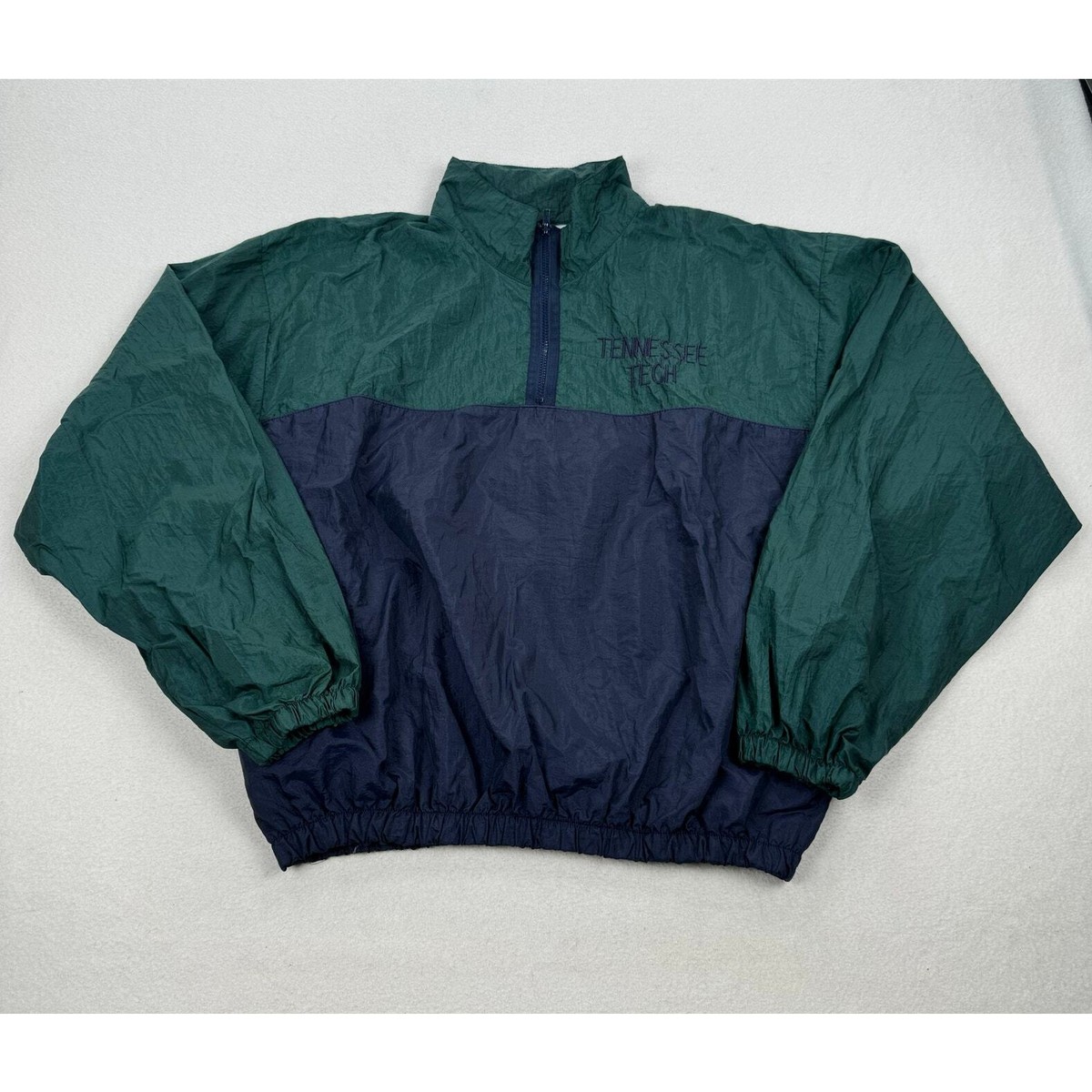 Vintage Tennessee Tech Jacket XL Green Blue 1/4 Zip Pullover