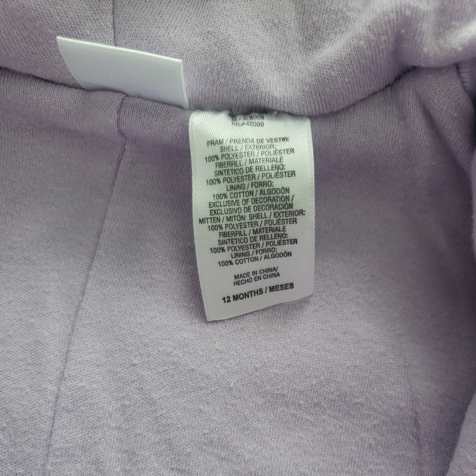 Маленький чудо цельный Snowsuit флис размер 12 месяцев фиолетовый с варежками - Изображение 2 из 4