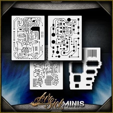 Mini Circuit Board Set Airbrush Stencil Template Airsick