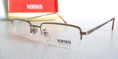 NEW VINTAGE 1995 GIANNI VERSACE BRONZE BROWN SQUARE RIMLESS EYEGLASSES