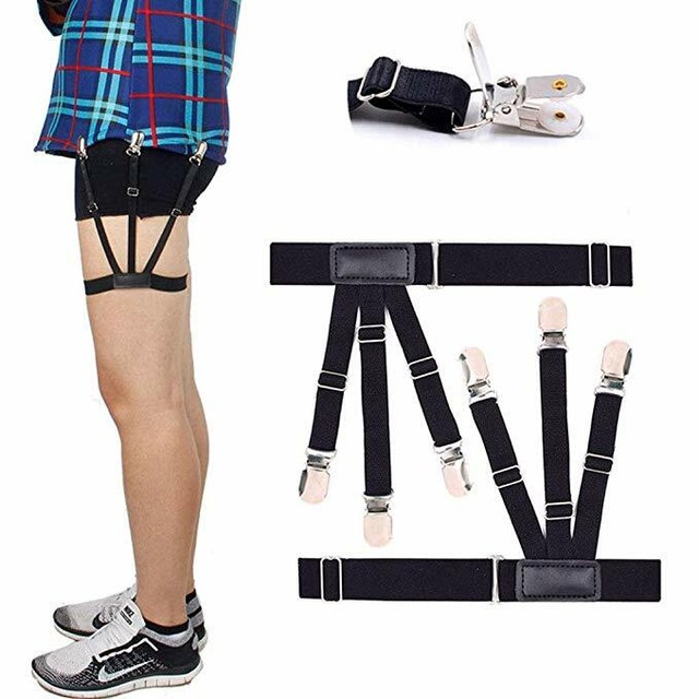 Mens Dress Shirt Stays Leg Suspender Keep Shirt Tucked in with Nonslip