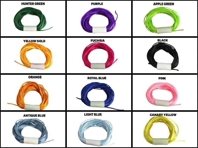 5 Yds - 2mm Satin Rattail Thick Cord Rat Tail Jewelry Making Braid Choose Color - Image 2 of 4