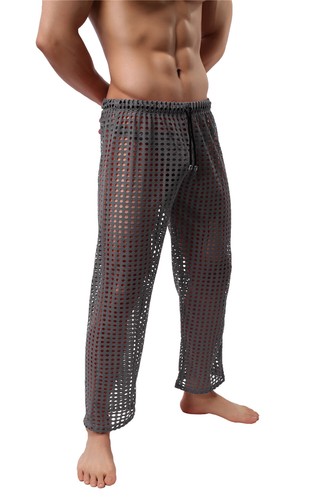 Herren Fischernetz durchsichtige Schlafunterteile Lounge Pyjamahose lose lange Hose - Bild 48 von 57