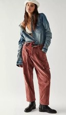 Free People Bay To Breakers Soft Corduroy Pants Rosey Copper Brown Size XS