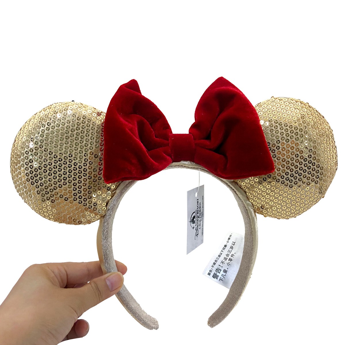 Disney-Red Limited Party Minnie Mouse Bow Gold Sequin Ears  display picture 3