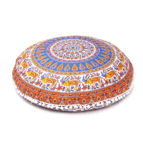 Round Floor Cushion Cover Pouf Indian Mandala Ottoman Throw Pillow Covers - 第 13/59 張圖片