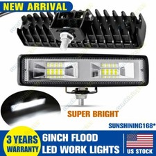 2x Led Work Lights 6 Inch 48w 12v Driving Strip Flood Beam Light Bar Suv Offroad